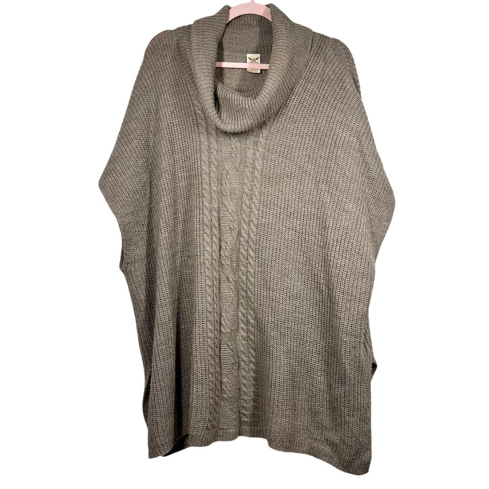 FADED GLORY Tan Cabel Knit Short Sleeve Sweater S-M